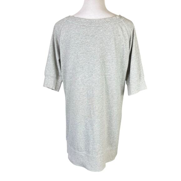 Norma Kamali Gray Pullover V-neck Kangaroo Pocket Sweatshirt Tunic Mini Dress - Picture 2 of 12